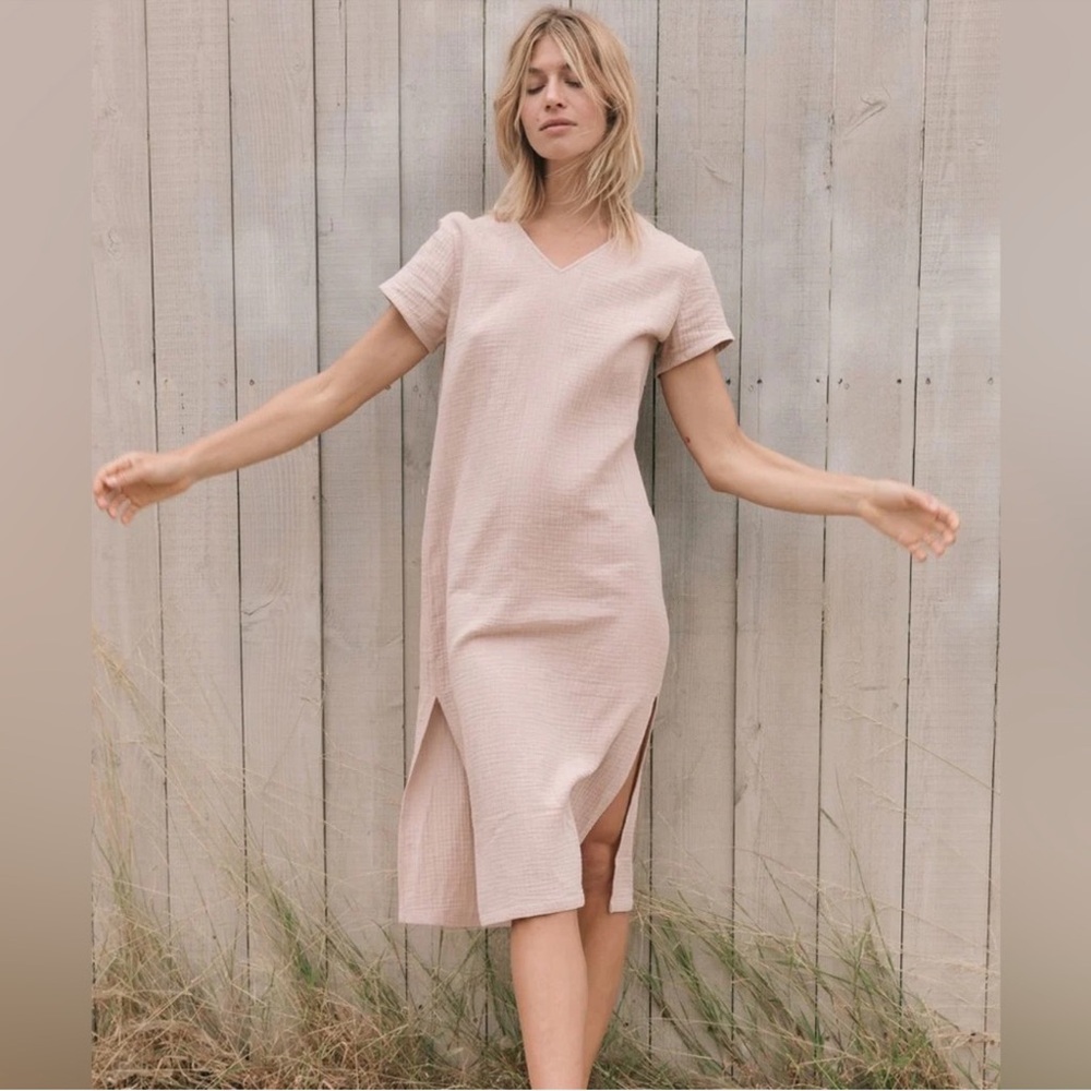 Jenni Kayne Cypress Cotton Caftan Dress in Blush - Size S